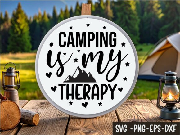 Camping is My Therapy Round Sign SVG: A Modern Design Asset for Creative Publishers