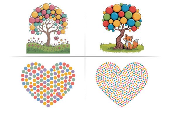 Dot Tree Heart Clipart for Crafting and Graphic Design