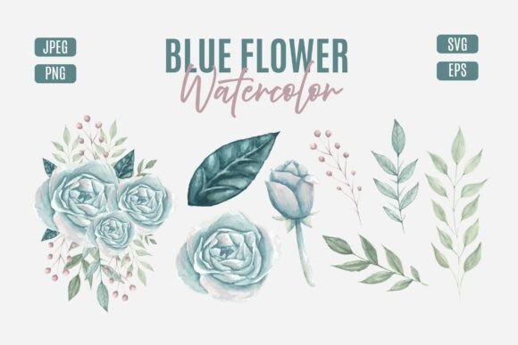 Elegant Blue Flower Illustration Pack for Digital Sellers