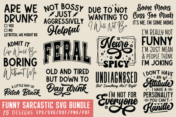 Funny Sarcastic SVG Bundle: A Playful Graphic Design Asset for Local Business Branding