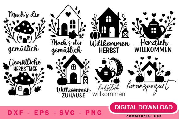 German Willkommen Home SVG Bundle: A Welcoming Graphic Design Asset for Branding