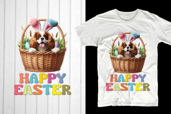 Happy Easter. Cavalier King Dog – A Stylish Graphic for T-Shirt Designs and Content Publishing