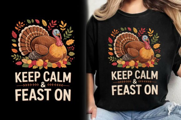 Keep Calm Feast on Turkey Day T-Shirt Design Graphics