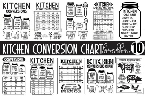 Kitchen Conversion Chart SVG Bundle: A Must-Have Graphic Design Asset for Content Creators