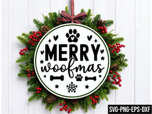 Merry Woofmas Round Sign SVG: A Festive Graphic Design Asset for Crafts and Local Businesses