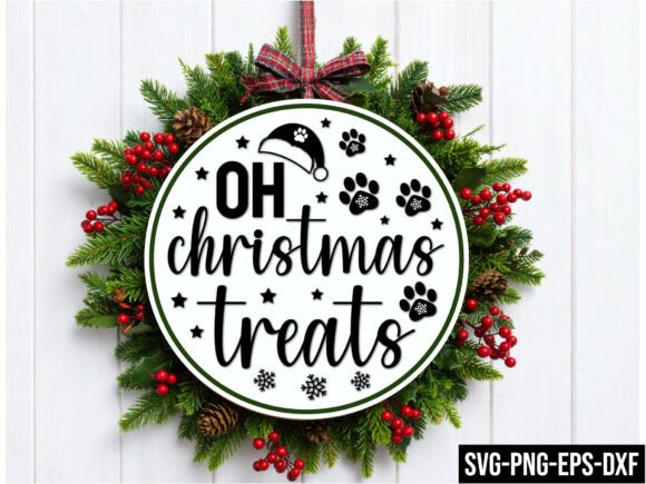Oh Christmas Treats Round Sign SVG for Festive Branding and Crafts