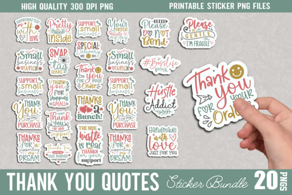 Thank You Stickers Bundle: A Versatile Graphic Design Asset for Crafts and Creative Projects