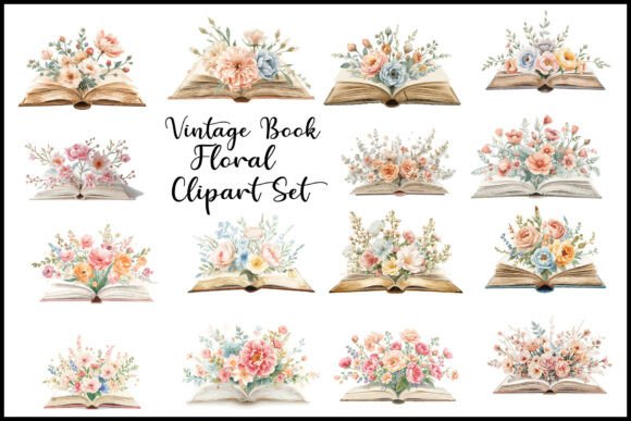 Watercolor Floral Book Vector Design Set: A Versatile Graphic for Editorial and Web Projects